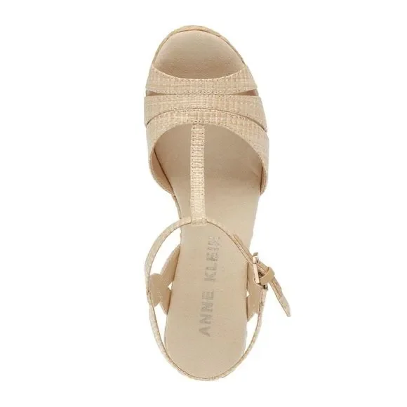 NWT ANNE KLEIN Womens Beige 1" Platform Waves Open Wedge Espadrille Shoes 9.5 M - Picture 3 of 5